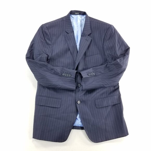 Sam Surin Bespoke Sport Coat 2-Button 44 Blue Pinstripe Surgeon Vented Super 150 - Picture 1 of 16